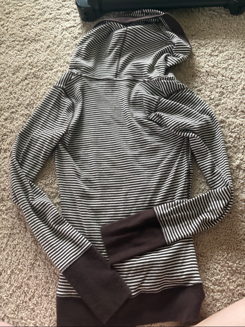Hollister Women's Striped V-Neck Sweater in Brown and White - Picture 4 of 4